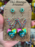 Danna/ Aretes de copal, Aretes Tradicionales Mexicanos, Aretes pintados a mano, Artesanía Mexicana