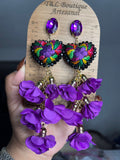 Aretes de corazon Bordados, aretes Tradicionales Mexicanos, Aretes bordados A mano, Artesanía Mexicana, Aretes San Antonino