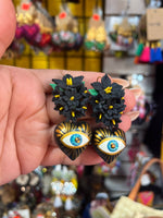 Maura/ Aretes de copal, Aretes Tradicionales Mexicanos, Aretes pintados a mano, Artesanía Mexicana