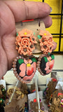 Aretes de corazon Bordados, aretes Tradicionales Mexicanos, Aretes bordados A mano, Artesanía Mexicana, Aretes San Antonino