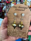 Aretes de copal, Aretes Tradicionales Mexicanos, Aretes pintados a mano, Artesanía Mexicana