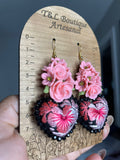 Aretes de corazon Bordados, aretes Tradicionales Mexicanos, Aretes bordados A mano, Artesanía Mexicana, Aretes San Antonino