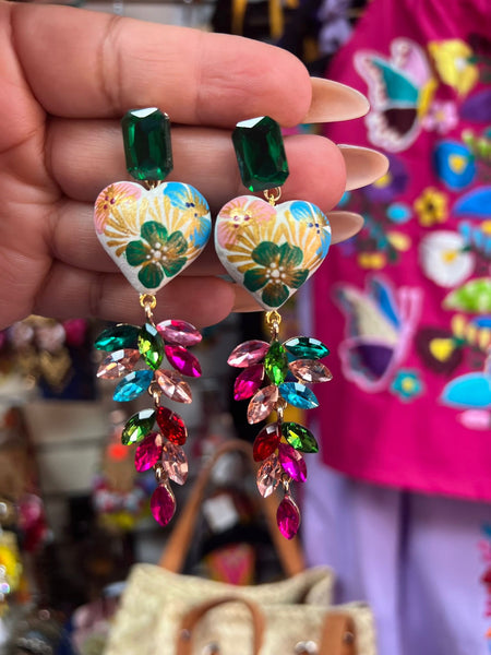 Holiday / Aretes de copal, Aretes Tradicionales Mexicanos, Aretes pintados a mano, Artesanía Mexicana