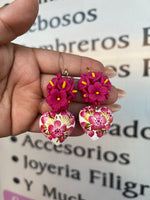 Fer/ Aretes de copal, Aretes Tradicionales Mexicanos, Aretes pintados a mano, Artesanía Mexicana