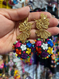 Aretes de corazon Bordados, aretes Tradicionales Mexicanos, Aretes bordados A mano, Artesanía Mexicana, Aretes San Antonino