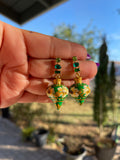 Esmeralda/ Aretes de copal, Aretes Tradicionales Mexicanos, Aretes pintados a mano, Artesanía Mexicana