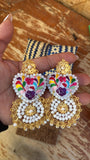 Aretes de corazon Bordados, aretes Tradicionales Mexicanos, Aretes bordados A mano, Artesanía Mexicana, Aretes San Antonino