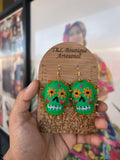 Ava/Aretes Bordados, aretes de calavera, Dia de muertos, aretes Tradicionales Mexicanos, Aretes bordados A mano, Artesanía Mexicana