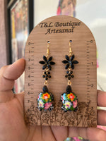 Tortuga multi/ Aretes de copal, Aretes Tradicionales Mexicanos, Aretes pintados a mano, Artesanía Mexicana