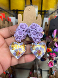 Lorena/ Aretes de copal, Aretes Tradicionales Mexicanos, Aretes pintados a mano, Artesanía Mexicana